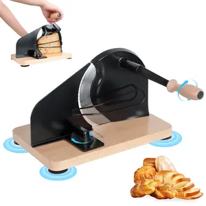 Explorinox Manual Bread Slicer with Adjustable Thickness Steel Guide Rail & Gear Drive System Retro Design Ergonomic Handle for Home Baking
