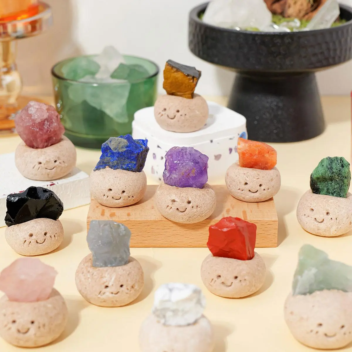 Natural Crystal Stone Ornament, 1 Count Cute Cartoon Design Stone Decoration, Desktop Decorative Ornament for Home Office, Unique Crystals, Crystal Ornaments