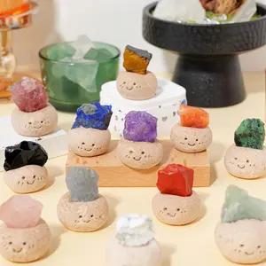 Natural Crystal Stone Ornament, 1 Count Cute Cartoon Design Stone Decoration, Desktop Decorative Ornament for Home Office