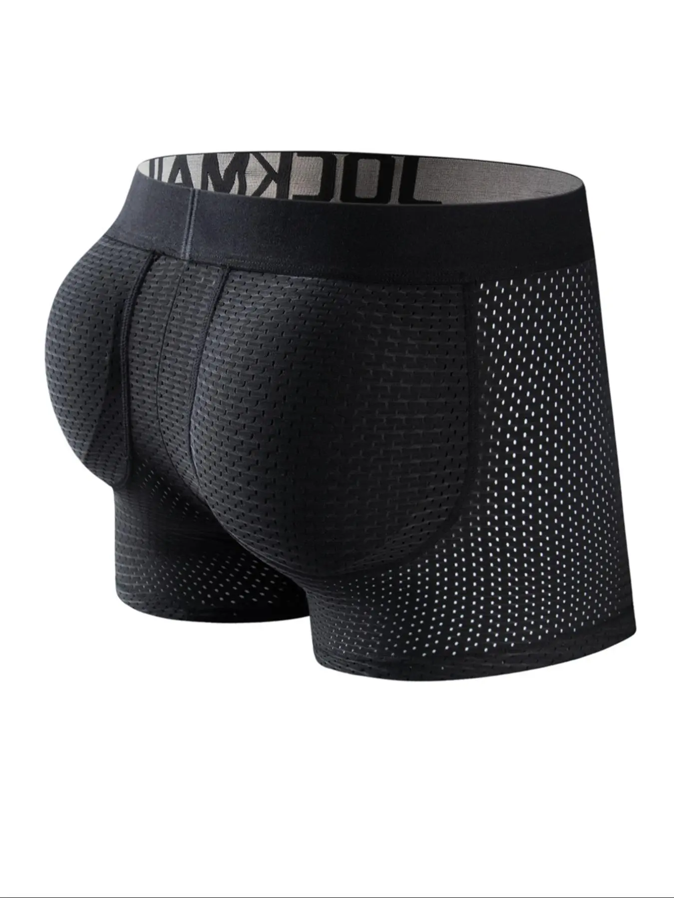 Men's Letter Tape Mesh Shapewear Brief with Removable Padded, Breathable Comfortable Butt Lift Panty, Underwear for All Seasons, Medium Comfort Menswear
