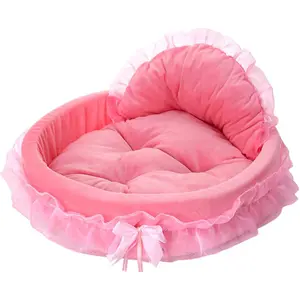 Bed Washable Princess  Couch Soft Plush Pet Sofa Nest Mat Snuggle Kitten Puppy Cave Beds Cute Cozy Kitten Doggy Kennel Cushion Small Medium Dogs Cats Sleeping Pad (S, )