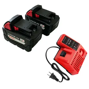 2-pack Milwaukee 18V/8Ah M18 lithium-ion replacement battery pack, long-lasting, with LED power indicator, suitable for high-capacity batteries for gardening tools, construction tools and DIY hand tools. tiktokshopspringglowup