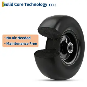2 Pack 13x5-6 Flat Free Lawn Mower Tire and Wheel, 353 LBS Load,13x5.00-6  Lawn Mower Tires with 3/4" extra 5/8" Bushings for Push Mowers, Garden Carts, Hand Trucks
