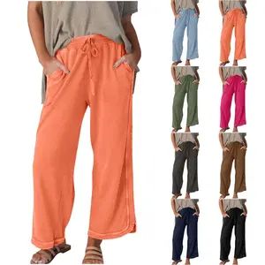 Women's High Waist Wide Leg Pants Drawstring Sweatpants Baggy Athletic Casual Trousers with Pockets