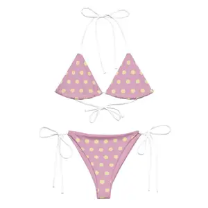 Pink Polka Dots Bikini Printed Bikini 90s 80s Triangle Bikini