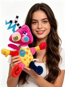 Amazing Digital Circus Colorful Abstract Cartoon Monster Stuffed Plush Doll, Weird Whimsical Character Soft Plush Toy, Unique Decorative Sofa Cushion for Living Room Bedroom Home Decor, Novelty Birthday Holiday Gift for Teens Collectors