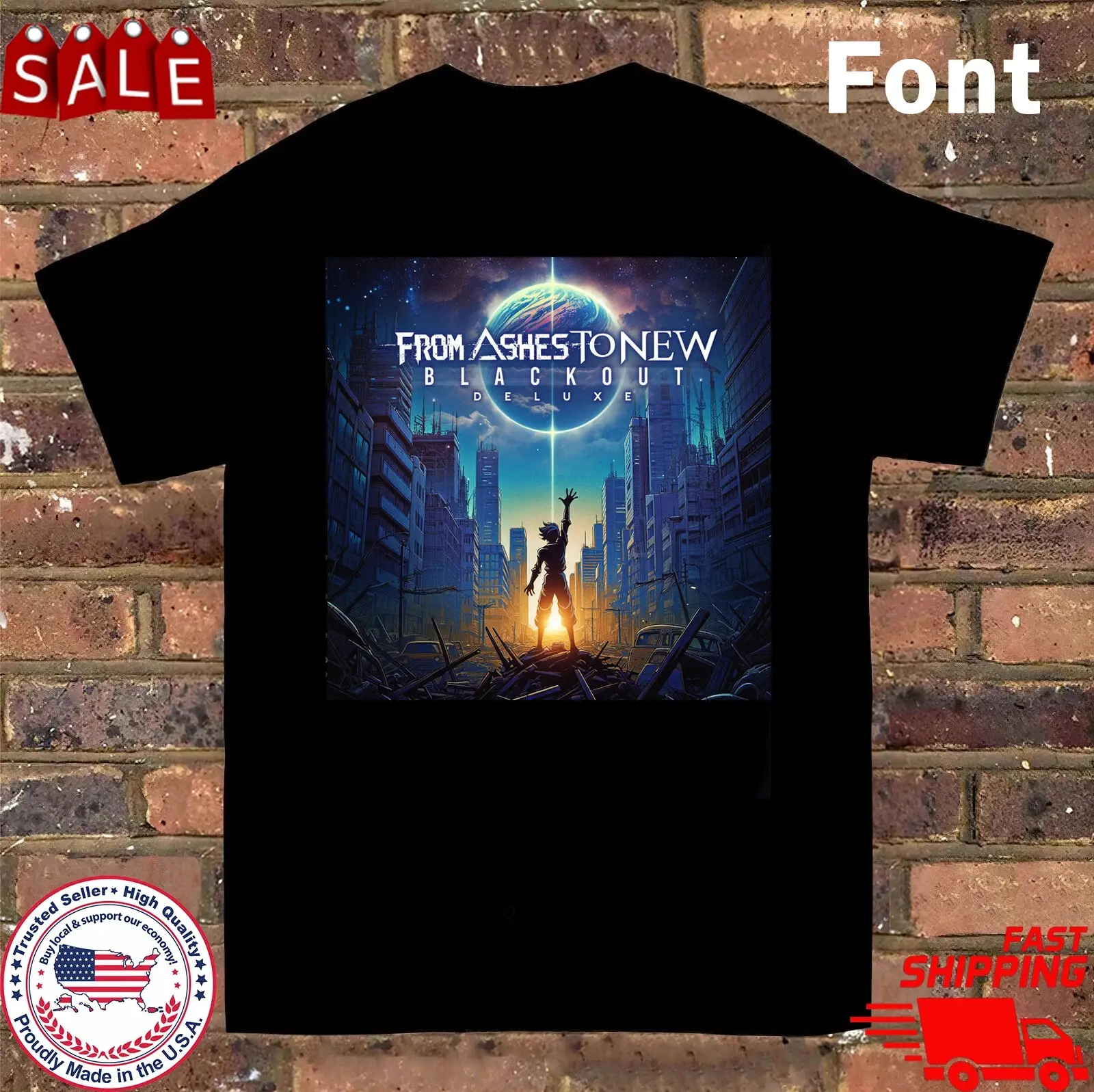 From Ashes To New Blackout Album T Shirt Black All Size S-5XL Gift Fan