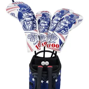 Big Teeth One Hundred Dollars Golf Wood Club Covers, Driver Headcover, Fairway Hybrid Golf Protector for Men, $100 Lucky Bill Golf Headcovers
