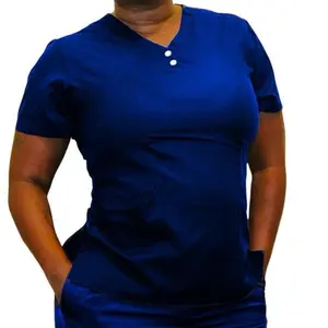Ameik Amour’s Patience Two-Button Scrub Top Four-Way Stretch Scrub Top Nurse Scrubs Hospital Uniforms Women Scrub Tops Nurse Shirt Stretch Scrub Top Doctor NP CNA CMA LPN RN TECH Healthcare Workers Cute Scrub Uniform Fashion Scrub Sets Workwear Womenswear