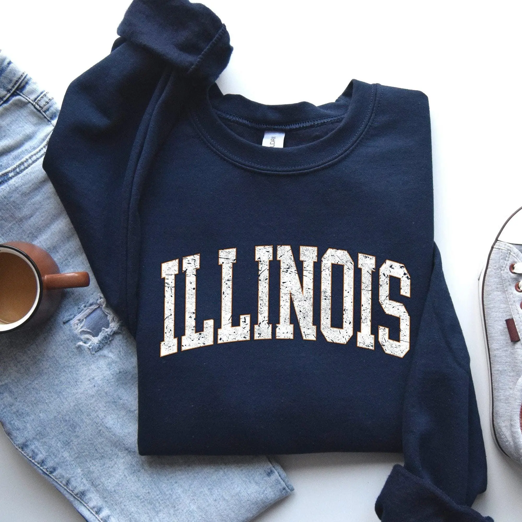 [Sale Up To 50%] - Illinois Football Sports Game Day Sweatshirt - Big Game Touchdown Tailgate Party College State Crewneck