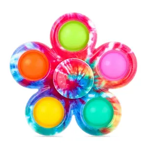 Office Toys Unique Fidget Funny Tie Dye Simple Fidget Spinner Finger Push Bubble Hand Spinner for ADHD Anxiety Stress Relief Sensory Party Favor for Kids