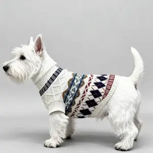 Fair Isle Diamond Pattern Pet Sweater - Retro British Style for Small Dogs & Cats