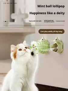 Catnip Ball Lick Toy! 2-in-1 Rotatable Catnip Ball + Grooming Brush, Freshens Breath & Relieves Boredom, The Ultimate Hands-Free Toy for Happy Cats!