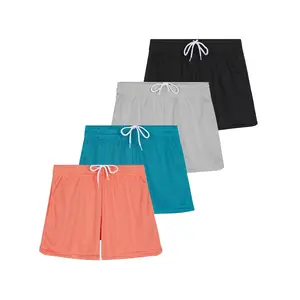 Real Essentials 4 Pack: Girl's Mesh Active Athletic Performance Sport Shorts for Girls with Pockets
