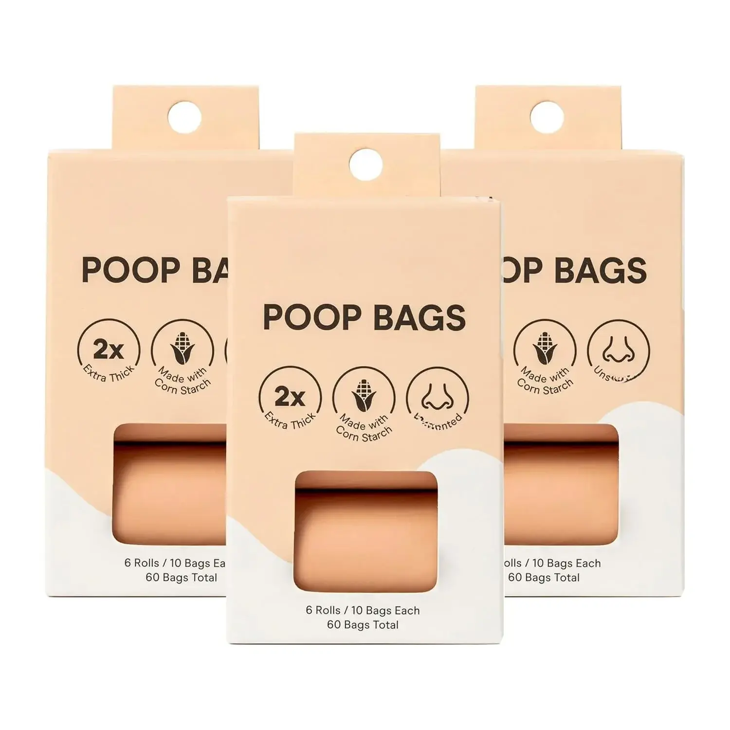 Earth-Friendly Cornstarch Blend Dog Poop Bags, 180 Unscented Blush Pink Bags with Easy Tear Seam, Extra Soft, Leak-Proof, Odor Seal, Easy Pick-Up, Protects Hand