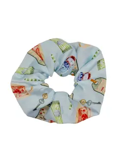 Suite Things Scrunchie - Glossy Satin Hair Accessory with Travel Themed Print by Elizabeth Bay and Hey Ricochet 5 Inches Long