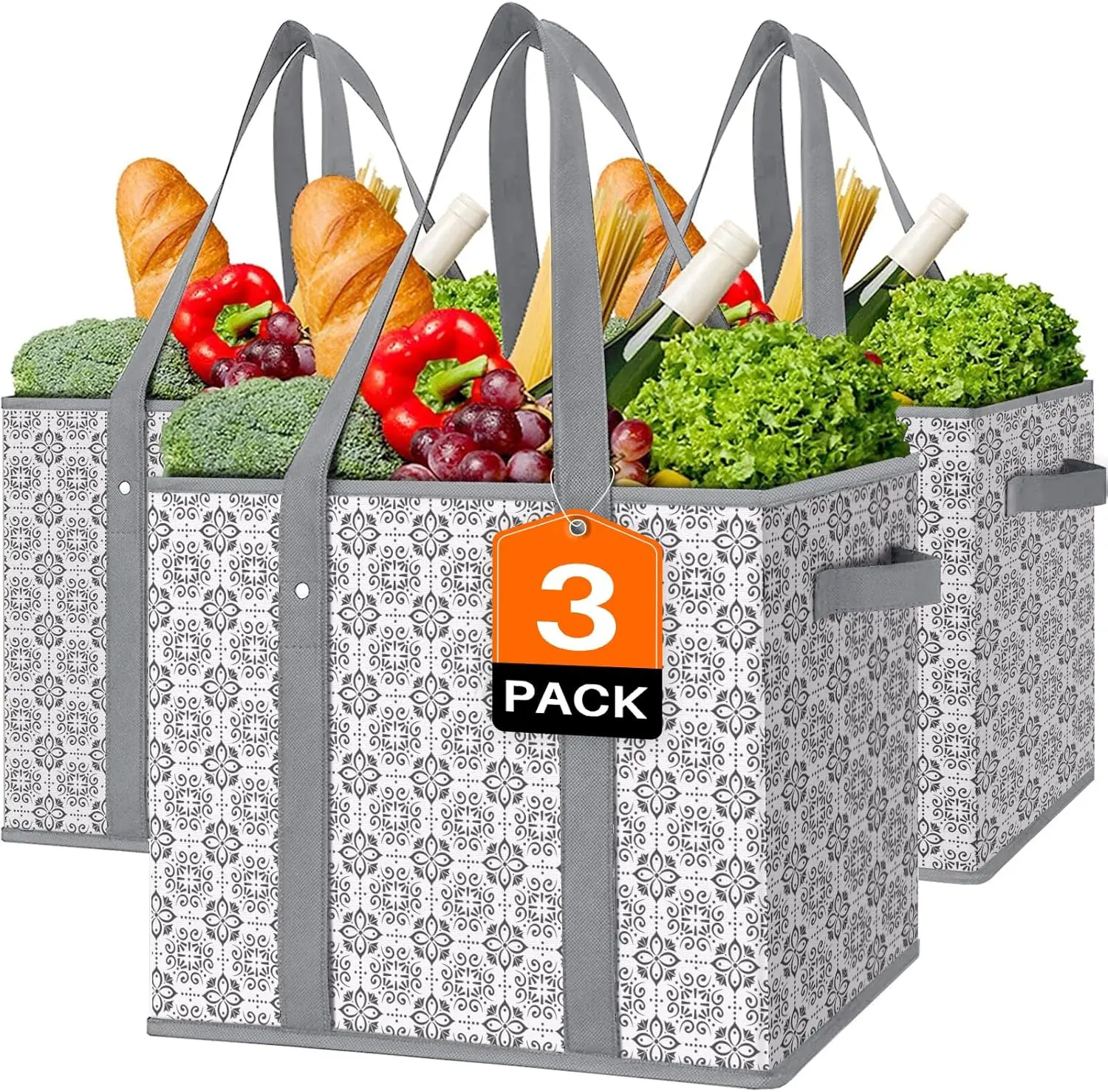 Grocery Bags [3 Pack],Large Grocery Tote Bag Water Resistant Shopping Bags Foldable Grocery Bag for Clothes,Shoes and Picnic