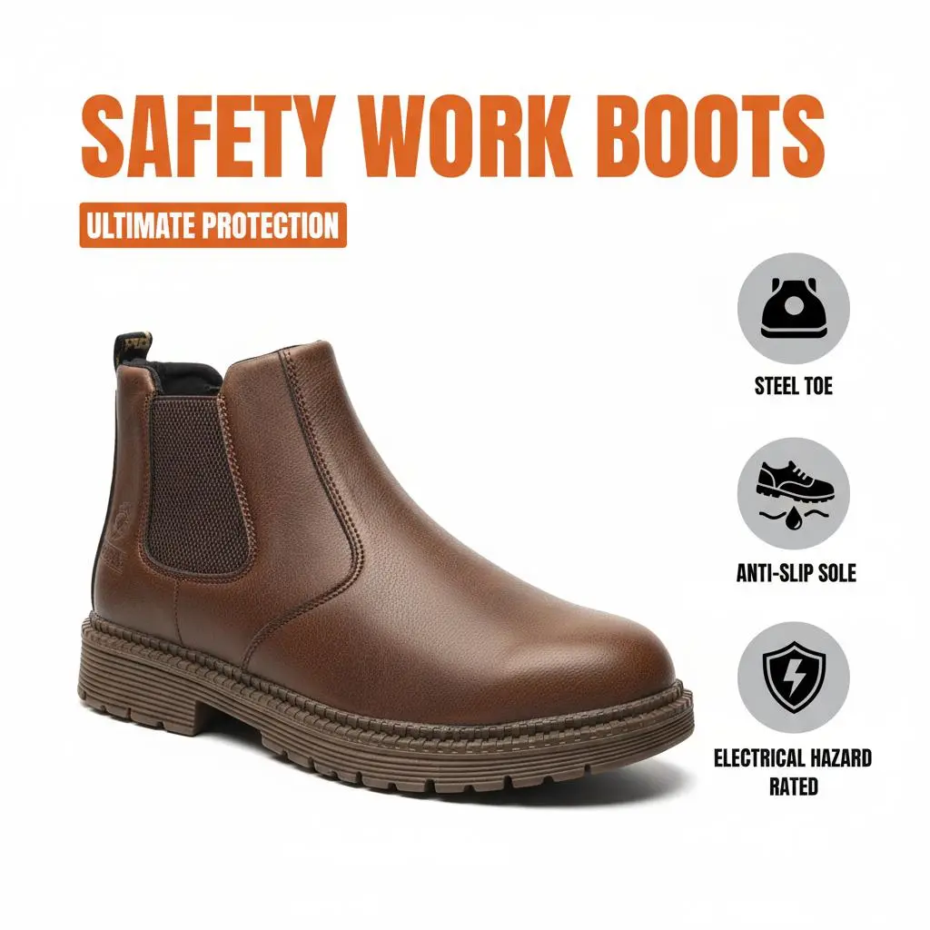 Heavy-Weight Splash-proof Smash-proof Puncture-proof Breathable Safety Shoes Unisex Chef Work Shoe Waterproof Anti-slip Durable Outdoor Comfortable for Airport Baggage Handlers Ground Crew Aviation Support Men Women Light Feel