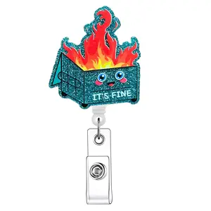 Cute Cartoon Design Badge Holder, Badge Decoration, 1 Count Retractable Badge Reel, ID Holder for Nurses, Doctors, Students & Office Staff