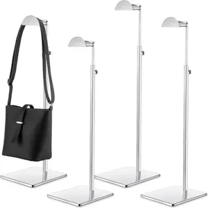 4 Pack Purse Display Stands Stainless Steel Adjustable Height Bags Display Holder for Home Store Boutique Counter (Silver)