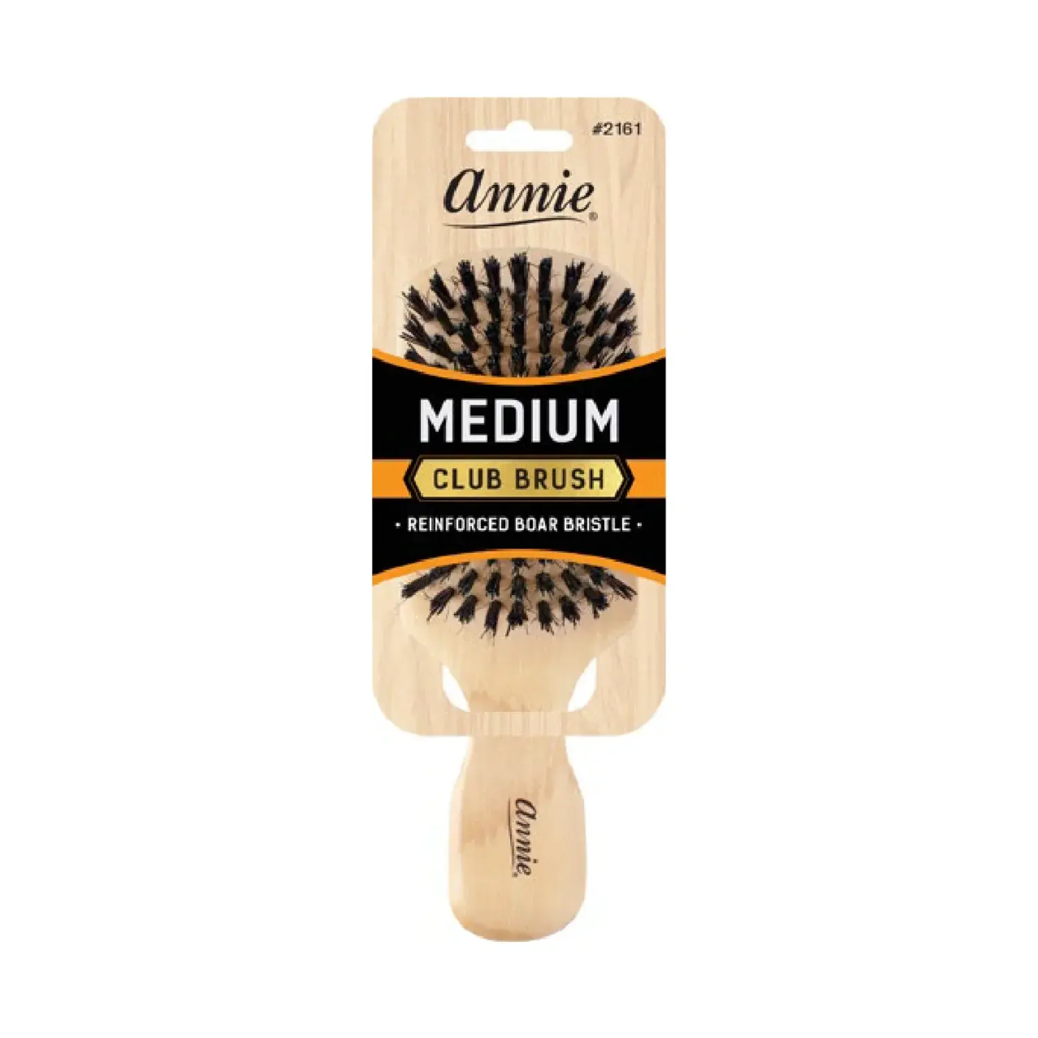 Annie Medium Wooden Club Brush, Boar & Nylon Bristle, Light Brown