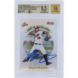Grayson Rodriguez Baltimore Orioles Autographed 2018 Bowman's Best 98 Best Performers Refractors #98BP-GR Beckett Fanatics Witnessed Authenticated 9.5/10 Card - Fanatics Authentic Certified