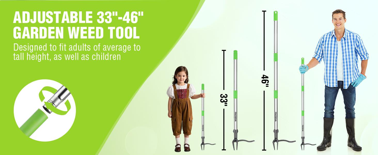 #fathersdaygift WORKPRO Weed Puller Tool with Long Adjustable Handle (33", 46"), Stand Up Heavy Duty Weed Remover- 4 Claw Steel Head & Foot Pedal for Easy Weeding, Detachable Dandelion Picker for Lawn/Yard/Garden #fathersdaygift WORKPRO Weed Puller Tool with Long Adjustable Handle (33", 46"), Stand Up Heavy Duty Weed Remover- 4 Claw Steel Head & Foot Pedal for Easy Weeding, Detachable Dandelion Picker for Lawn/Yard/Garden