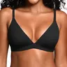 DEANGELMON Women's Wireless Unlined Triangle Bralette - Polyamide Blend, Deep V-Neck, Adjustable Straps, Nipple Cover, Low-Cut Top Ready, Lightweight Pull-On Cami, Triangle Support Ultra Thin Everyday Bras for Date Party, Home Use