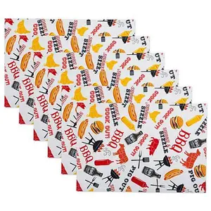 Design Imports Set of 6 BBQ Fun Print Outdoor Placemats