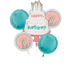 Happy Cake Day Foil Balloon Bouquet - 5 Piece Set