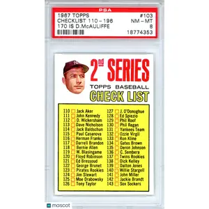 1967 Topps Checklist 110-196 Mickey Mantle #103 PSA 8