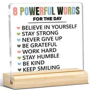 1pc Motivational Quote Acrylic Plaque, 8 Powerful Words List,  motivational desk decor, office decor, teacher decor, room decor, positive affirmation sign, gifts for women and coworkers Christmas gift, birthday gift, holiday decor, home decor, gifts