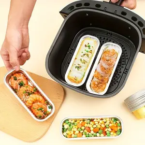 5pcs Air Fryer Special Tin Paper, Home Oven Tin Paper Box, Food Barbecue Baking, Aluminum Foil Plate, Rectangular Tin Paper Plate, Baking Tools, Bakeware