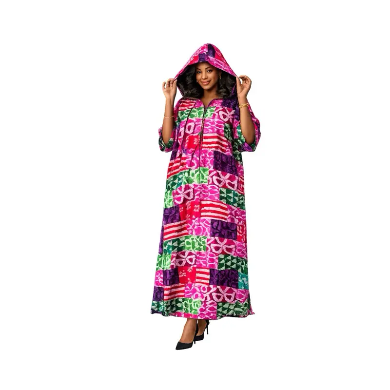 Ankara Print Hoodie Gown for Women