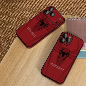 1PC Red Spider Emblem Classic Pattern PU Leather Phone Case with Lens Protector for iPhone 17/17Pro/17ProMax/17Air/16/16Pro/16ProMax/15/15Pro/15ProMax/14/13/13Pro/13ProMax/12/12ProMax/11