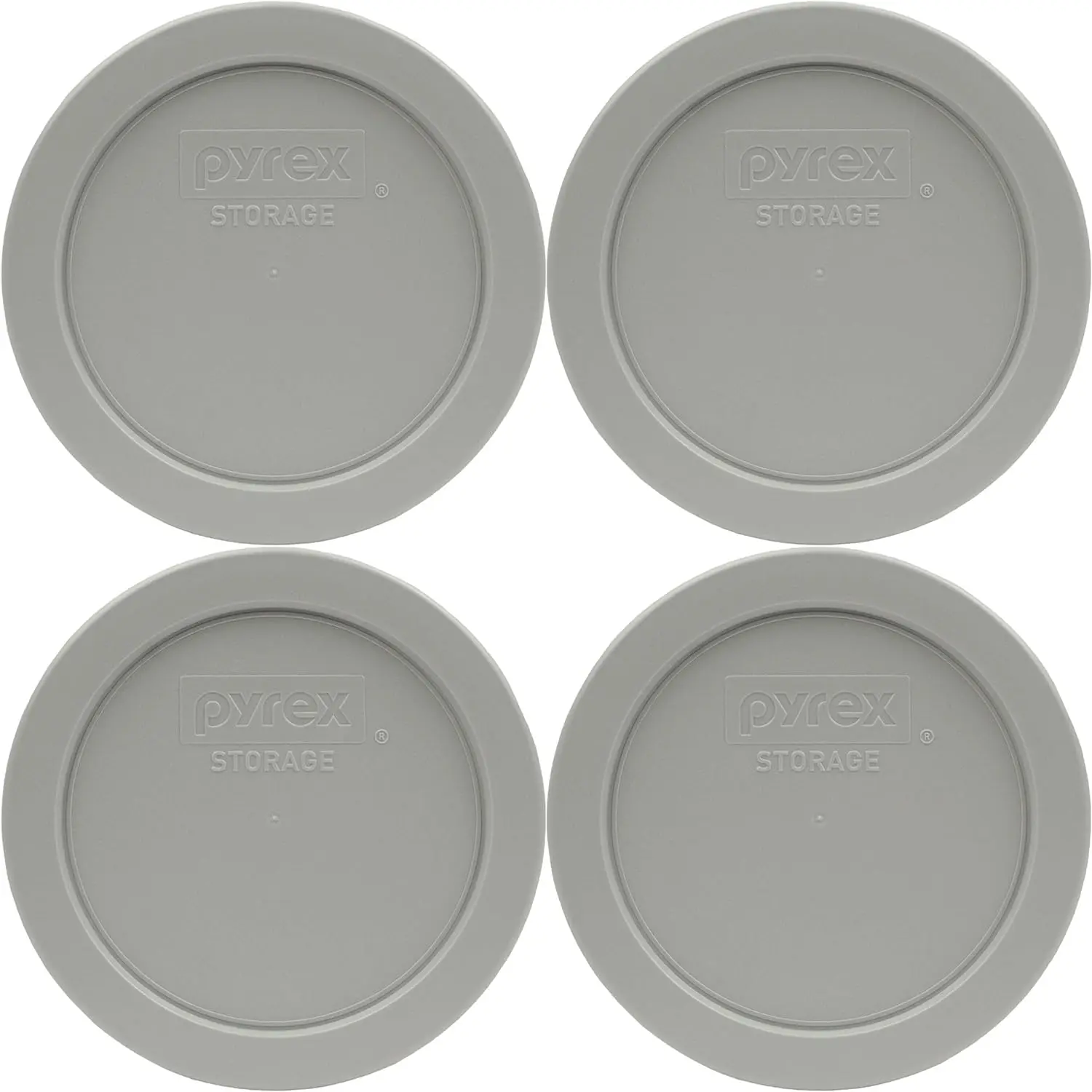 Pyrex Bundle - 4 Items: 7200-PC 2-Cup Jet Gray Plastic Food Storage Lids - Original Genuine Pyrex - Made in the USA Pyrex
