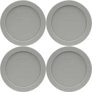 Pyrex Bundle - 4 Items: 7200-PC 2-Cup Jet Gray Plastic Food Storage Lids - Original Genuine Pyrex - Made in the USA Pyrex