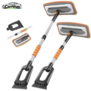 Snow Brush Ice Scraper EVA Auto Cleaning 180 Degree Rotatable and Retractable Automotive Snow Removal Tool Kit, General Motors Cleaning Winter Snow Removal Tool for Cars, Trucks and SUVs