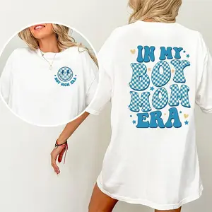 Sale Up To 70% - In My Boy Mama Era Shirt, Gifts For Mom, Comfy Fabric T-shirts For Daily Wear, Mum Cotton Casual Tee Womenswear Short Sleeve, Boy Mama Outfits, New Mom Gift, Birth Gift For Wife, Boy Mum Graphic Printed Shirt