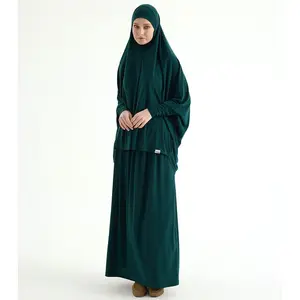 Modefa Premium Women's Islamic Two Piece Prayer Dress - Emerald Green