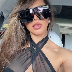 Lauren Women's XXL Oversized "Betty" Sunglasses Flat Square Shadz GAFAS FASHION Semi Mirror Full UV Protection ISO Certified Aviator Frame PC Lens