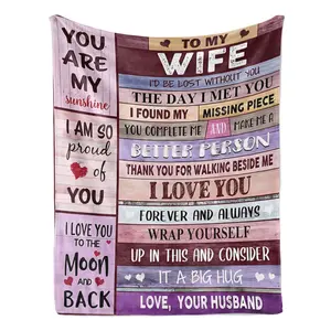 A blanket gift for your wife; a soft and comfortable flannel blanket; a romantic anniversary gift; a birthday gift for your wife; a gift to express love; a heartwarming gift from husband to wife; suitable for Christmas, Valentine's Day, and Mother's Day.