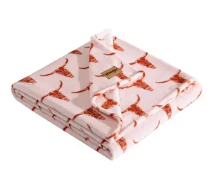 Wrangler Steer Head Peach Ultra Plush Fleece 50"X70" Throw