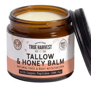 True Harvest Tallow & Honey Balm - Natural Face & Body Moisturizer with Copper Peptides (GHK-Cu)