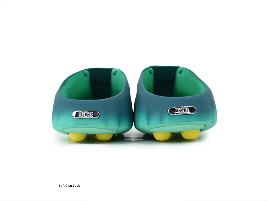Urban Hip‑Hop Men Beach Mule Slides Water‑Friendly Quick‑Dry Teal‑Green Gradient Shell Non‑Slip For Vacation And Street Style Matching