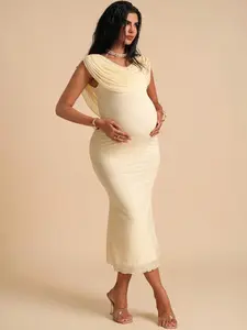 BELLAdresses Maternity Solid Color Draped Fitted Elegant Summer Dress Butter Yellow Birthday Dresses For Maternity Baby Shower Elegant Summer Dress Fairycore