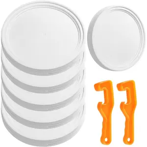 Eaasty 6 Pack 5 Gallon Plastic Bucket Lids with 2 Plastic Bucket Lid Opener Leak-Proof Seal Fits 3.5-7 Gal Pails for Pet Food, Paint, Industrial & Home Storage(White)
