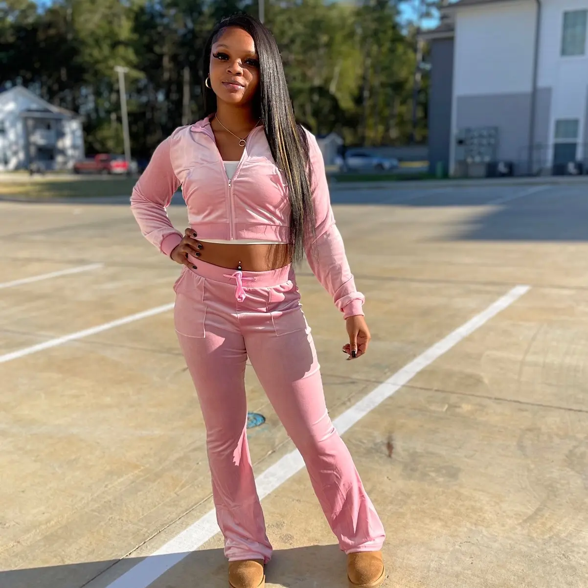 Cozy Velour Trendsetter 2-Piece Womenswear Casual