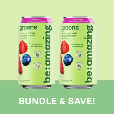 BE AMAZING Organic Fiber & Vitamin Fruit Beverage Bundle, Mixed Berry Daily Greens Drink Package