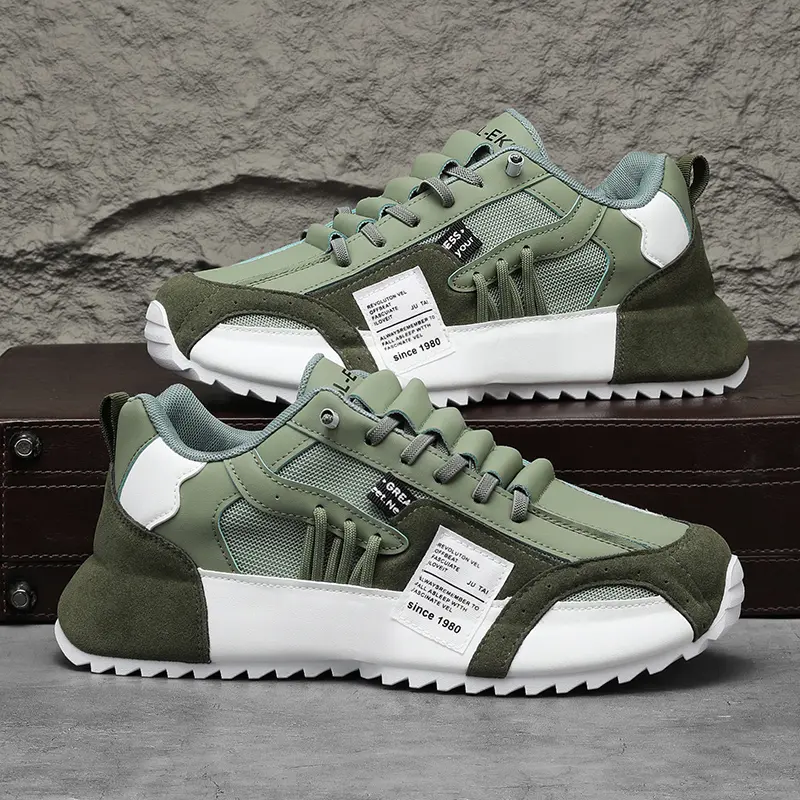 Men's Retro Patchwork Low Top Casual Trainers - Fashion Laced, Comfortable Breathable, Wear-Resistant Thick Soles, All Seasons, Casual Skateboarding Skater Shoes, Sporty Chic, Multi-Size